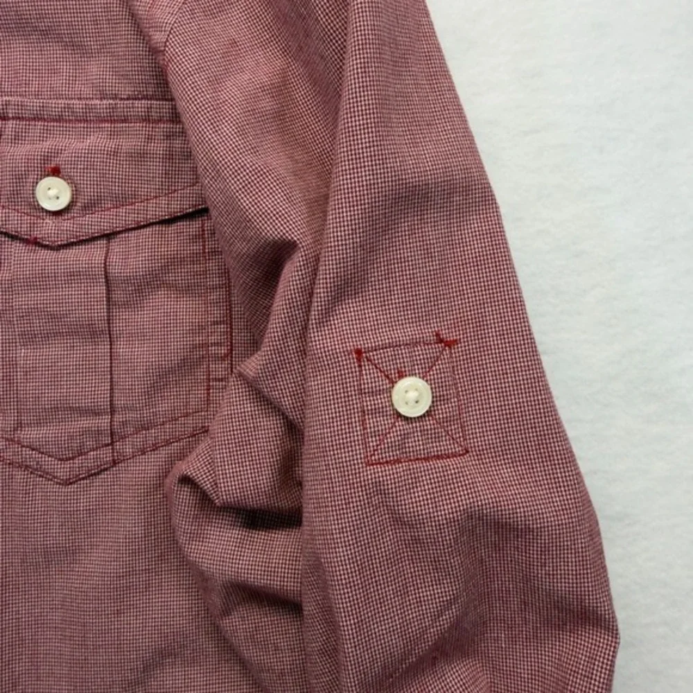 Banana Republic Soft Wash Coronado Shirt Mens M Red Micro Check Cotton - Picture 7 of 7